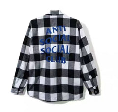Anti Social Social Club Plaid Flannel Shirt - Black/White/Blue