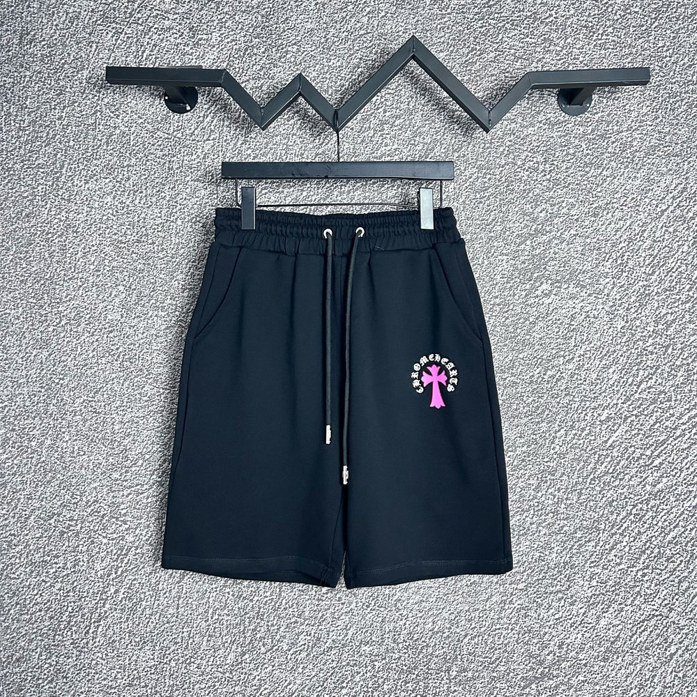 Chrome Hearts Black & Pink Cross Logo Sweatshorts