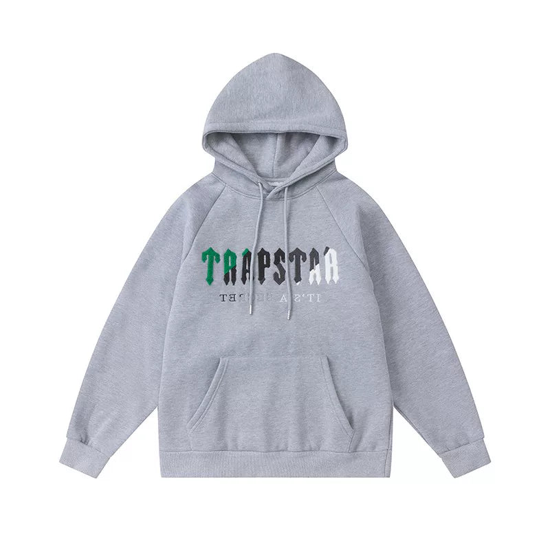 Trapstar Style Autumn/Winter Green-Black-White Gradient Hoodie - Heather Grey