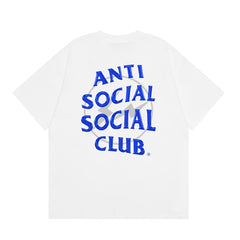 Anti Social Social Club Blue Lightning Circle Logo T-Shirt - White
