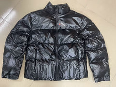 Trapstar Glossy Patent Stand Collar Puffer Jacket - Black