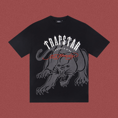 Trapstar Panther & Red Script Graphic Tee - Black