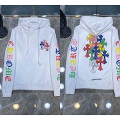 Chrome Hearts Multi-Color Cluster Cross Hoodie (White)