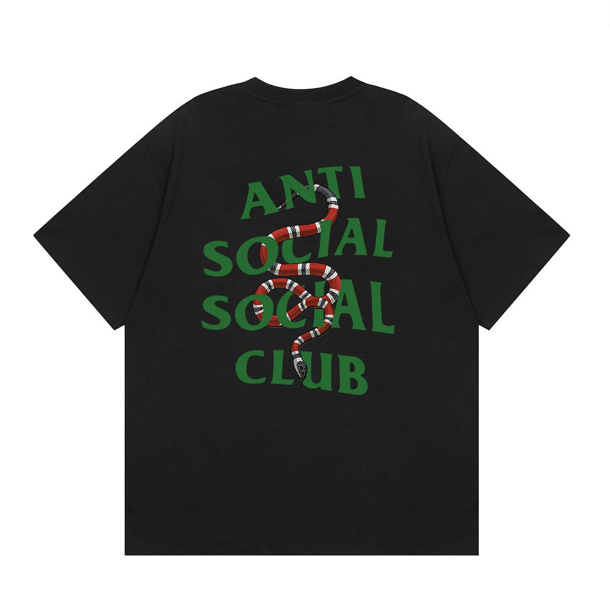 Anti Social Social Club Snake Green Logo T-Shirt - Black