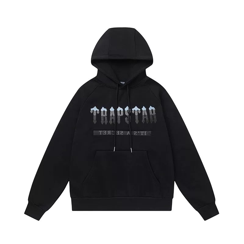 Trapstar Style Autumn/Winter Blue & Black Gradient Logo Hoodie - Black