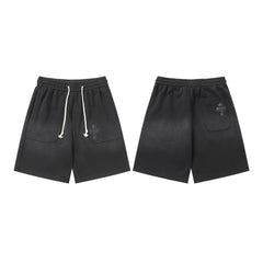 Chrome Hearts Black Drawstring Single Cross Patch Sweatshorts