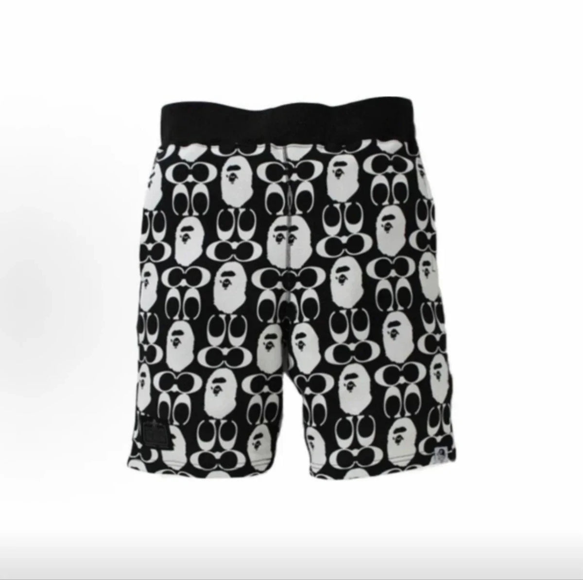 BAPE Style Monogram All-Over Print Ape Head Casual Shorts - Black/White
