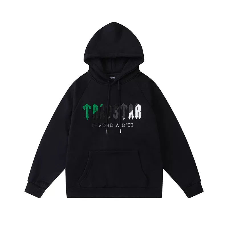 Trapstar Style Autumn/Winter Green-Black-White Gradient Hoodie - Black