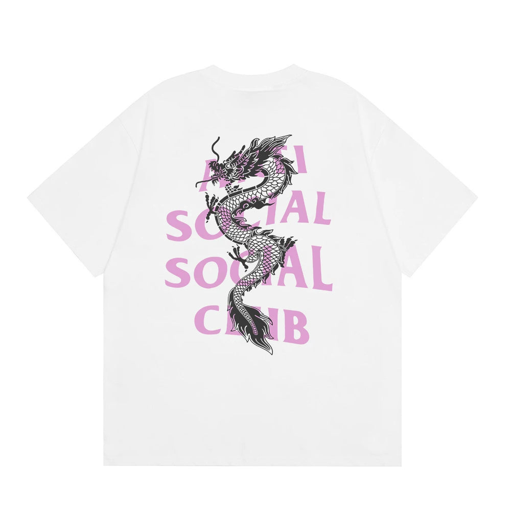 Anti Social Social Club Dragon Pink Logo T-Shirt - White