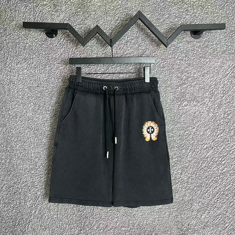 Chrome Hearts Black & Yellow Horseshoe Cross Sweatshorts