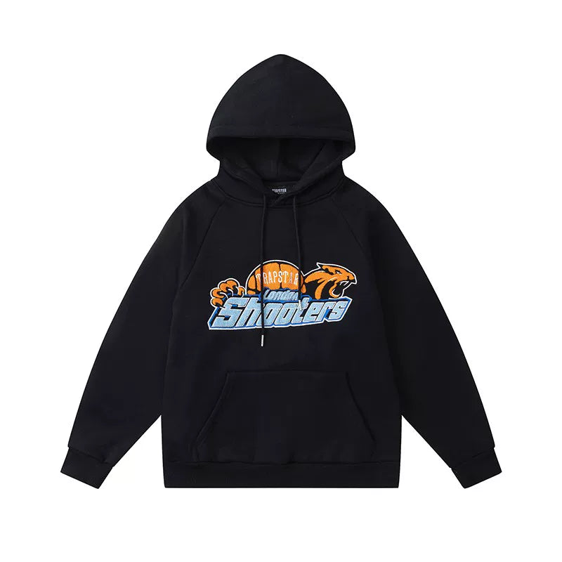 Trapstar Style Autumn/Winter Blue & Orange Shooters Hoodie - Black