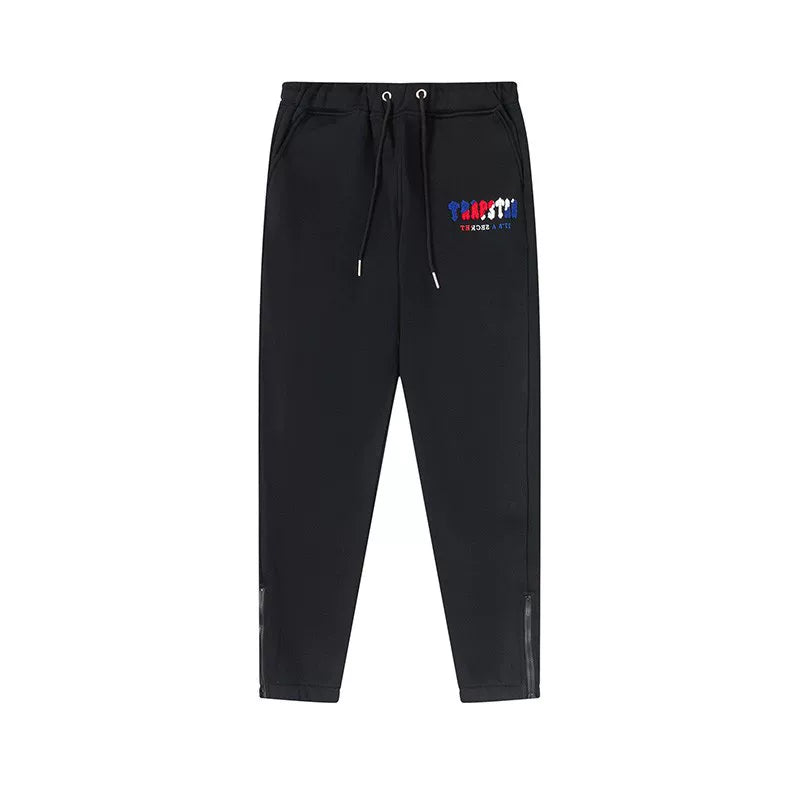 Trapstar Style Autumn/Winter Red-White-Blue Hip-Print Sweatpants - Black