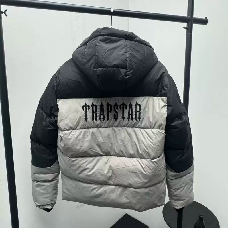 Trapstar Colorblock Hooded Puffer Jacket - Khaki/Black
