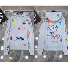 Chrome Hearts "Supply the Demand" Multi-Color Cross Hoodie (Light Grey)