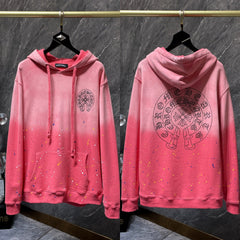 Chrome Hearts Gradient Pink Paint Splatter Horseshoe Hoodie