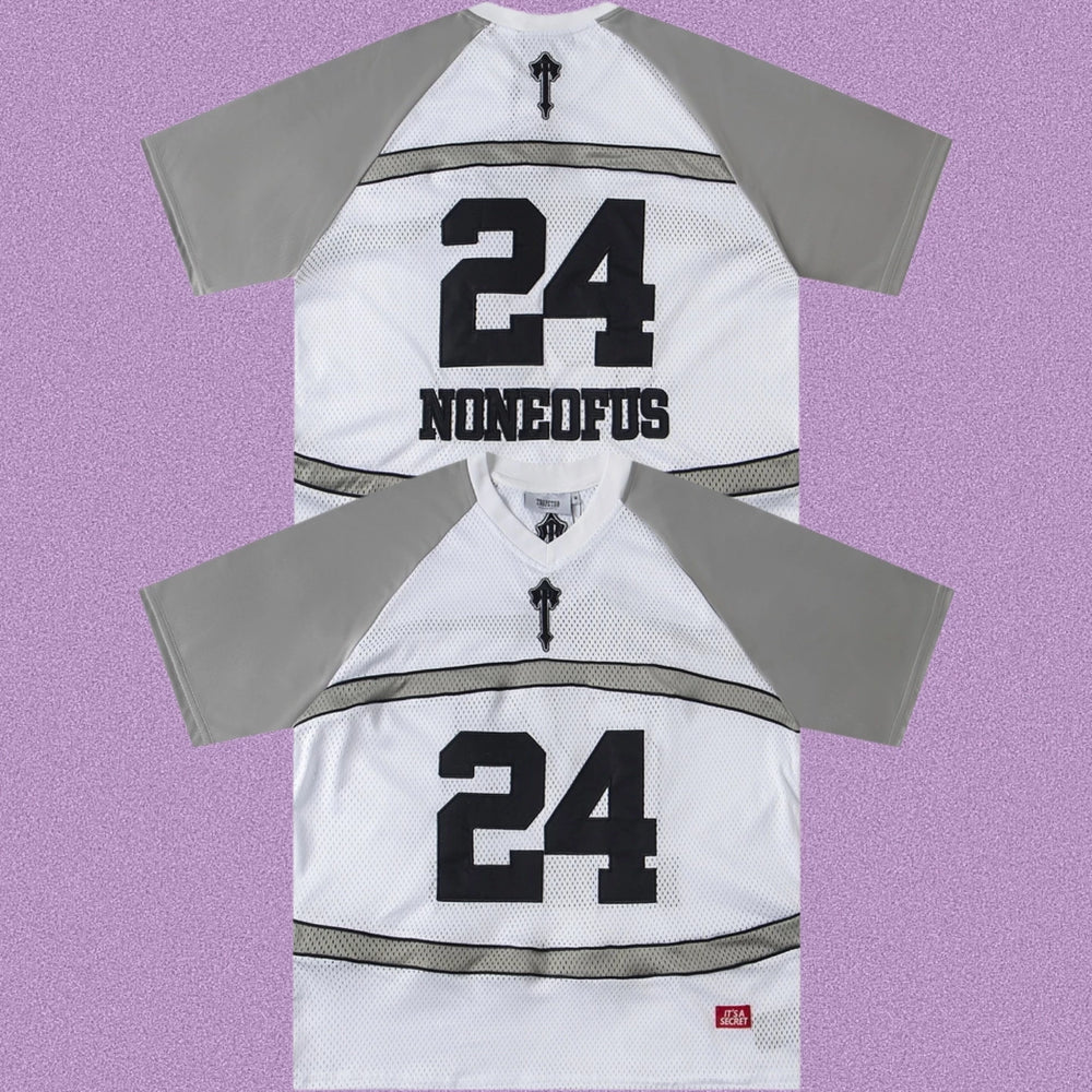 Trapstar "NONEOFUS" Raglan Football Jersey - White/Grey