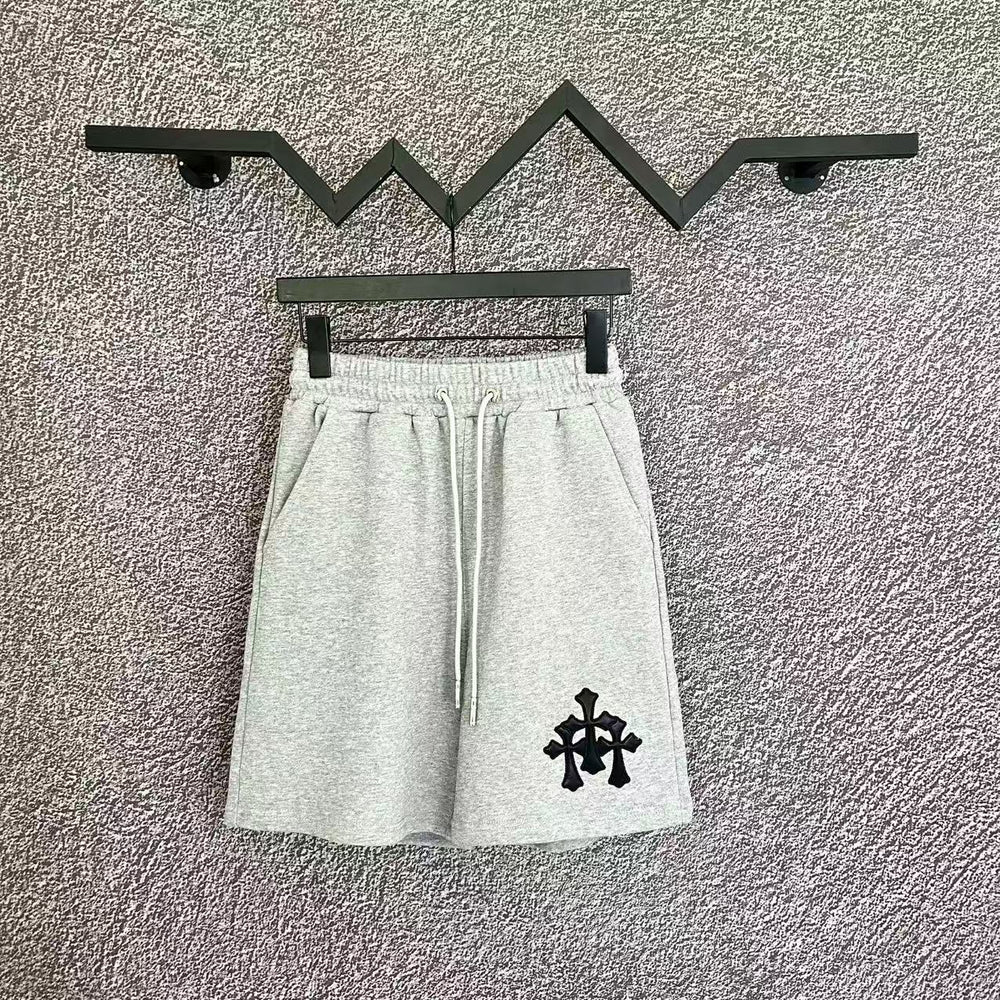Chrome Hearts Light Gray & Black Cross Patch Sweatshorts