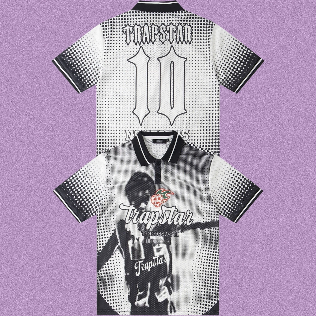 Trapstar Halftone Graphic Polo Jersey - Black/White