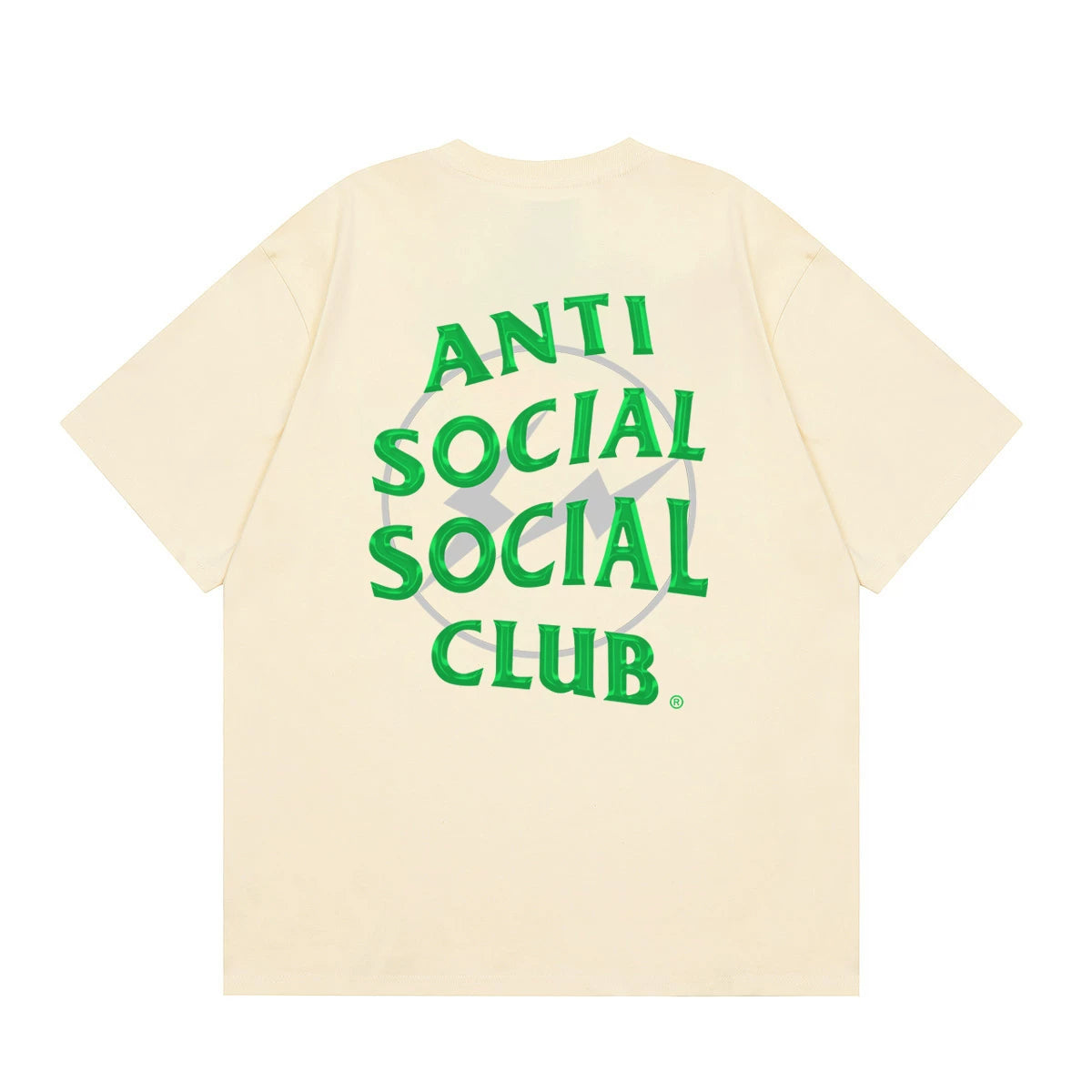 Anti Social Social Club Green Lightning Circle Logo T-Shirt - Cream