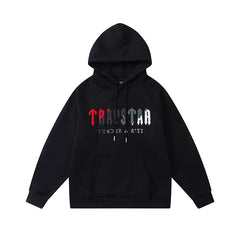 Trapstar Style Autumn/Winter Red-Black-White Gradient Hoodie - Black