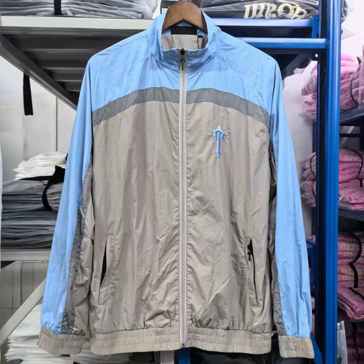 Trapstar Colorblock Track Jacket - Sky Blue/Grey