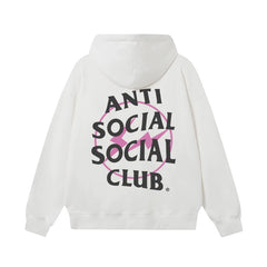 Anti Social Social Club Pink Circle Logo Hoodie - White