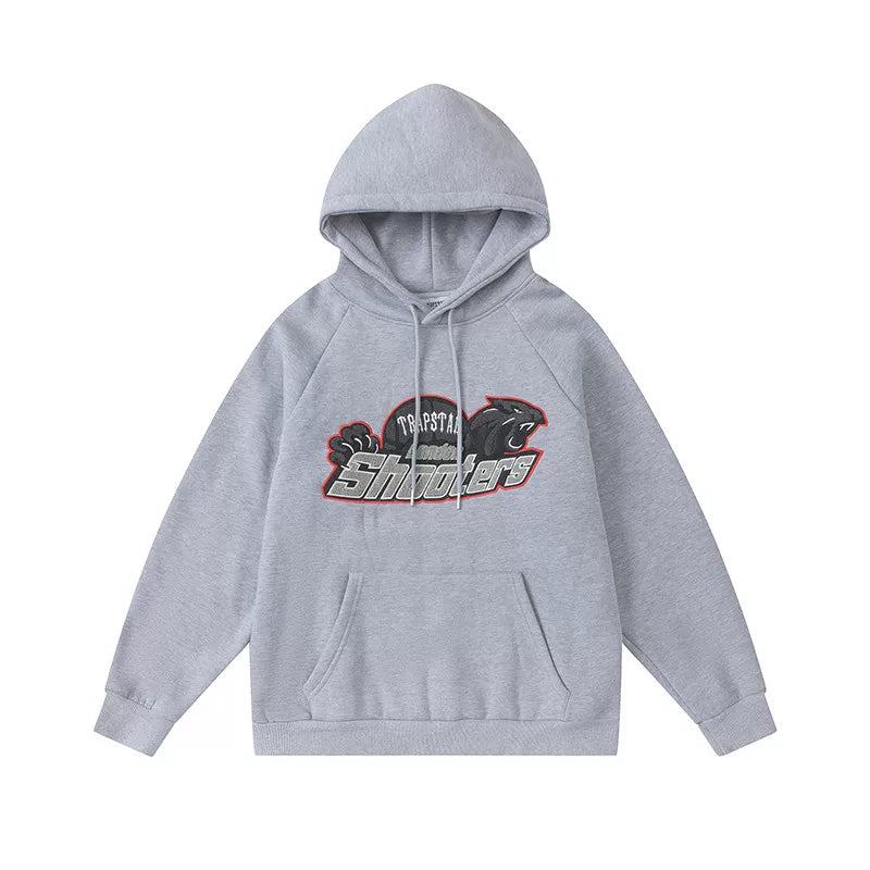 Trapstar Style Autumn/Winter Shooters Panther Graphic Hoodie - Heather Grey