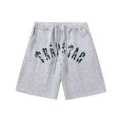 Trapstar Blue Camo Arch Logo Gothic Sweat Shorts - Grey