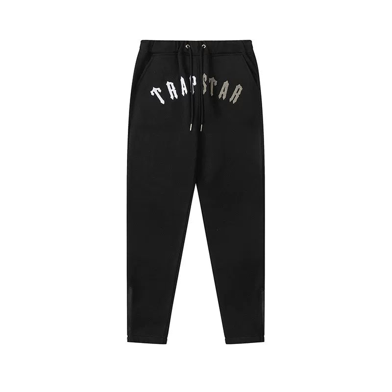 Trapstar Style Autumn/Winter Split-Color Hip-Print Sweatpants - Black/Khaki