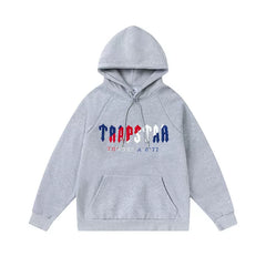Trapstar Style Autumn/Winter Red-White-Blue Gradient Hoodie - Heather Grey