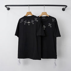 Chrome Hearts Collar Cross Print Short Sleeve T-Shirt (Black)