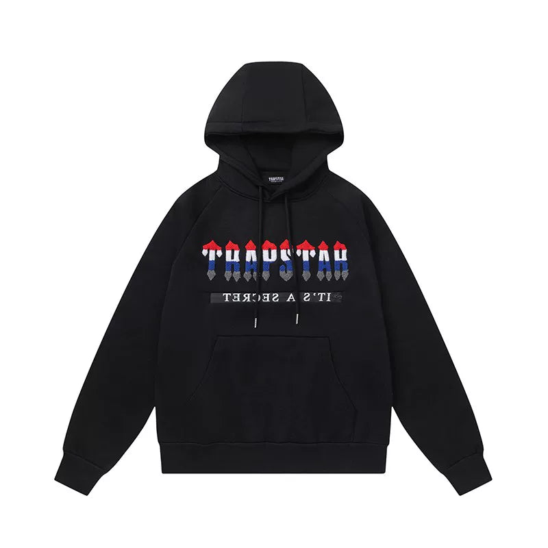 Trapstar Style Autumn/Winter Red, White & Black Gradient Logo Hoodie - Black