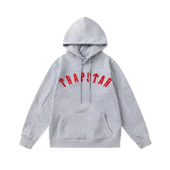 Trapstar Style Autumn/Winter Arch Logo Hoodie - Heather Grey/Red