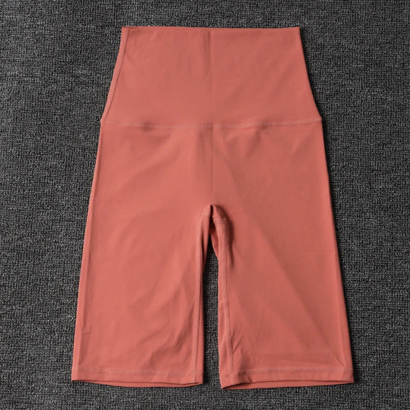 Nylon Women's Shorts Gym Yoga Cycling Shorts High Waist Elastic Breathable No T Line Fitness Womens Clothing 24 Colors