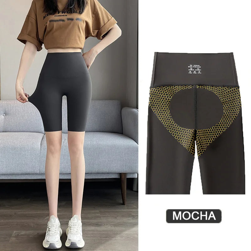 Cycling Shorts Women Honeycomb High Waist Tummy Control Butt Lifter Seamless Fitness Sports Biker Short Leggings