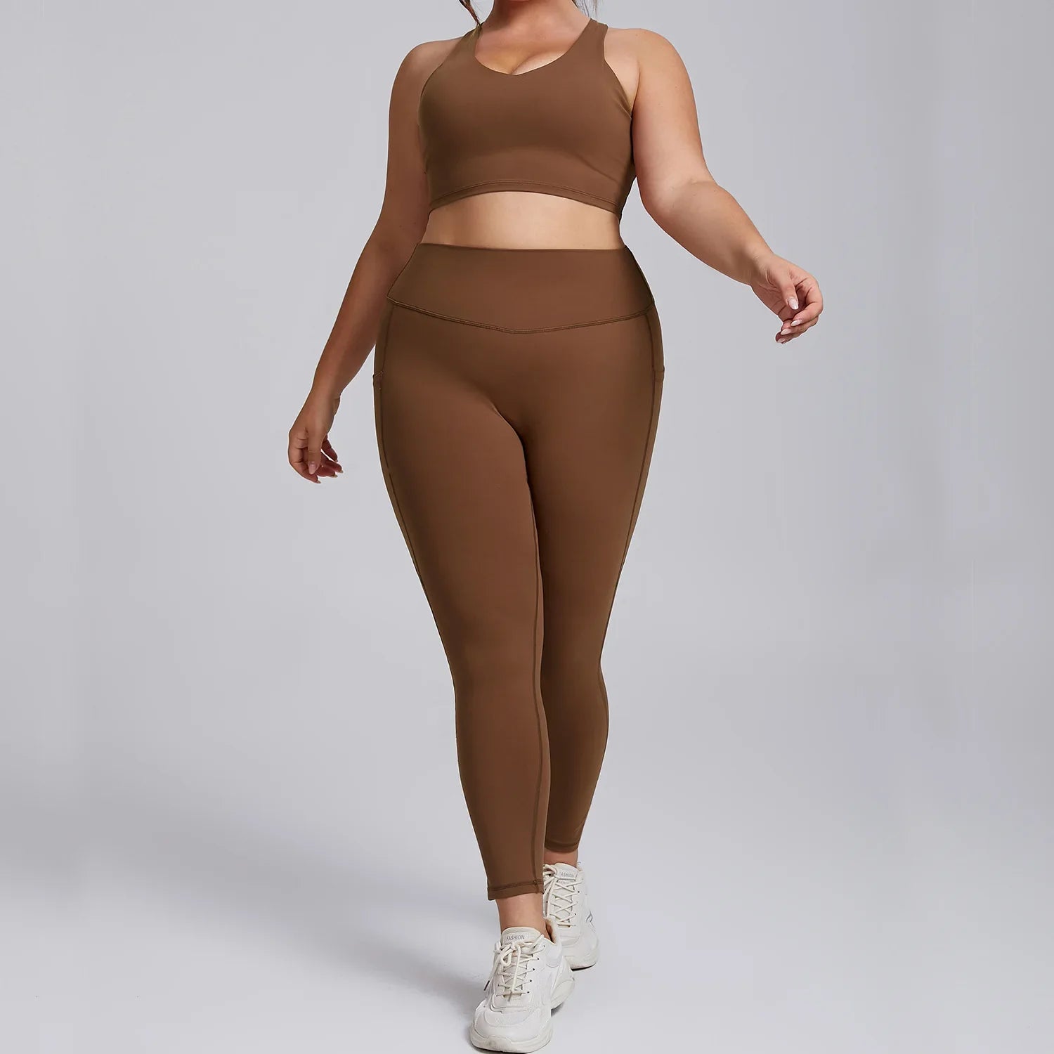 Yoga Set Women Plus Size Workout Outfit Curvy Women Sports Bra Gym Leggings Super Stretch Fitness Suit 3XL Women Activewear Sets