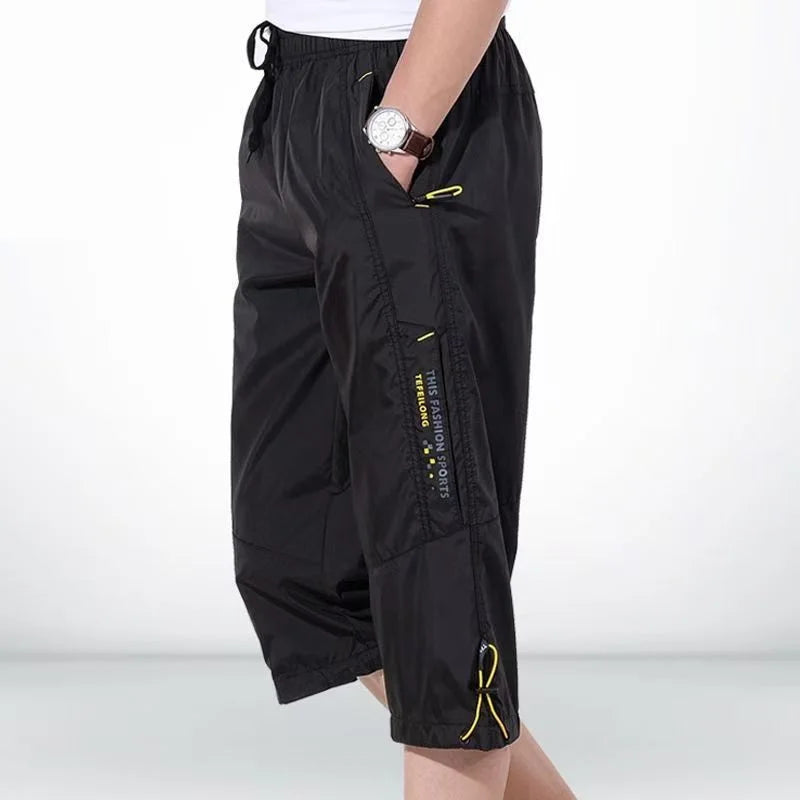 3/4 Length Men Big Size Surf Shorts Plus Beach Shorts Men Swimming Shorts Quick Drying Board Short Sports Pants with Inside Network Lining