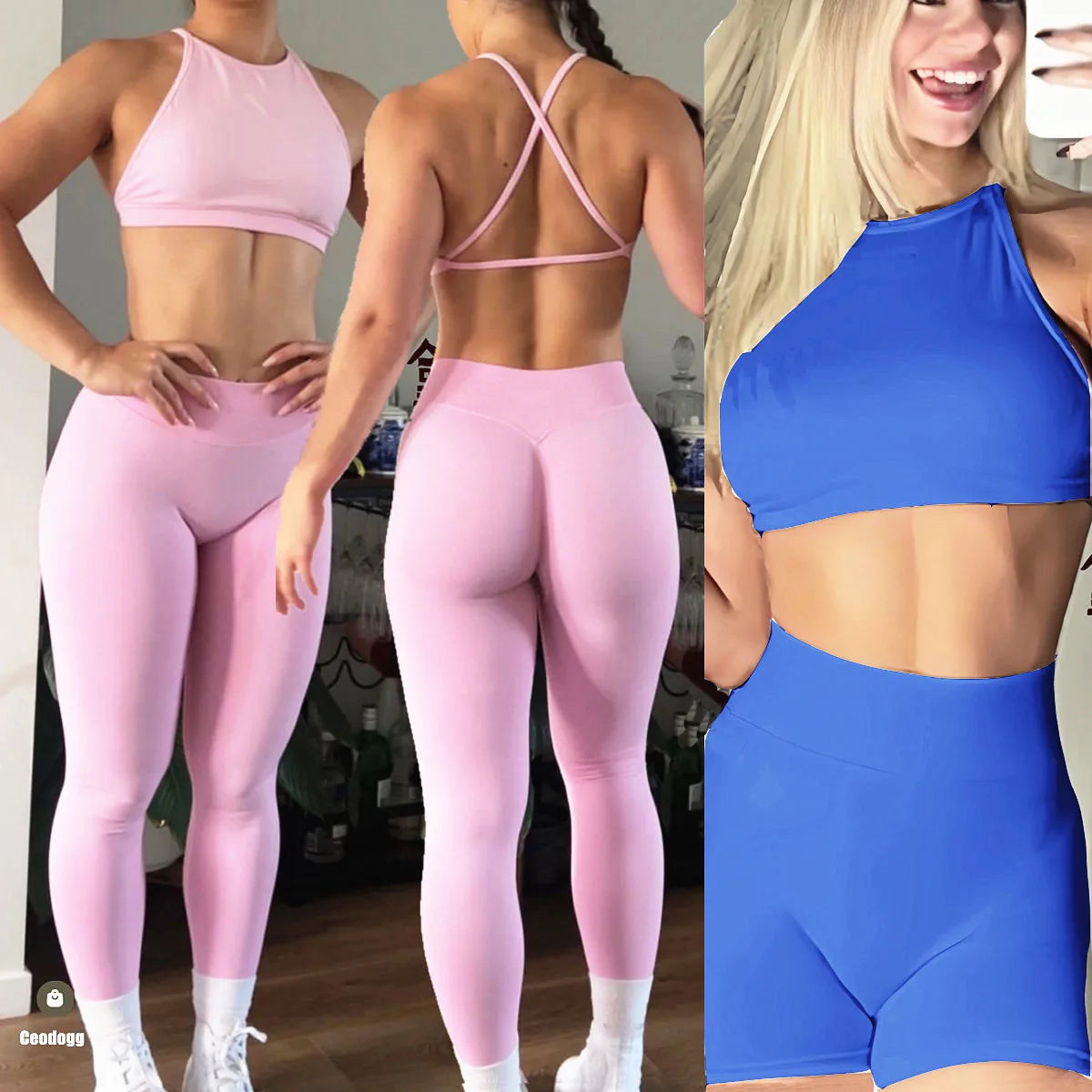 Seamless Dynamic High Neck Yoga Set Belly Bra Scrunch Women Workout Shorts Fitness Legging Sport Pant Active Wear