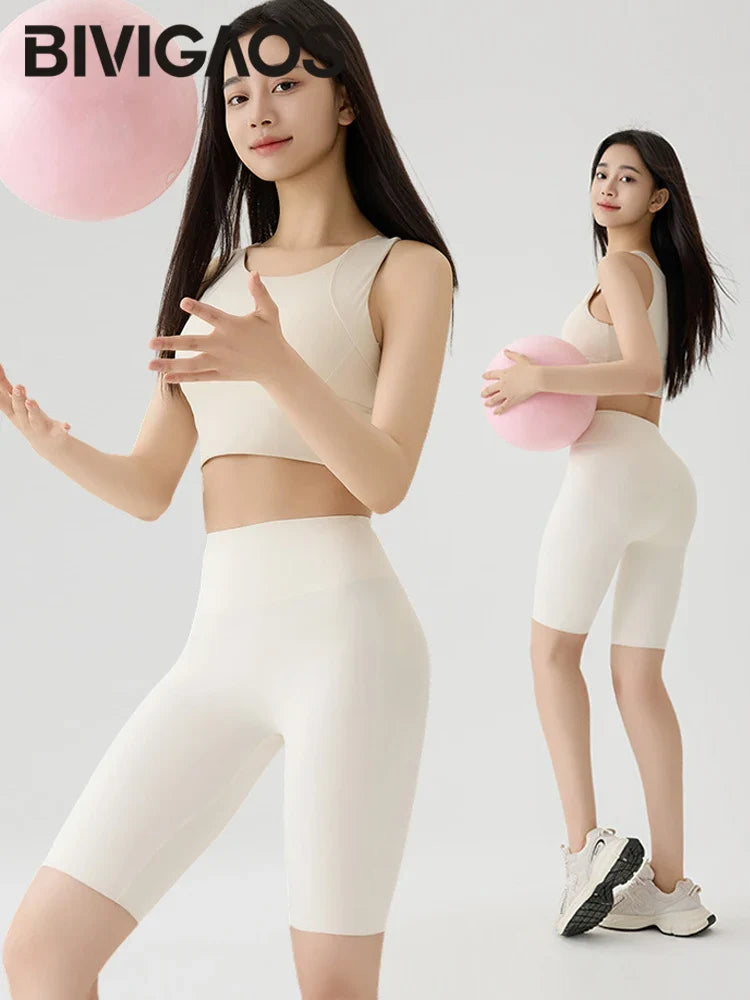 Summer Thin Seamless Sharkskin Cycling Shorts Women Tight Elastic Sport Fitness Running Biker Shorts Slim Gym Yoga Shorts