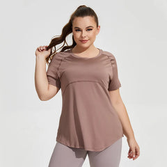 Plus Size Sportswear Woman Gym Yoga Clothes Women T-Shirt Short Sleeve Fitness Top Breathable Slim Butt Cover Running Shirt