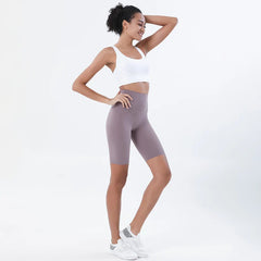 Nylon Women's Shorts Gym Yoga Cycling Shorts High Waist Elastic Breathable No T Line Fitness Womens Clothing 24 Colors