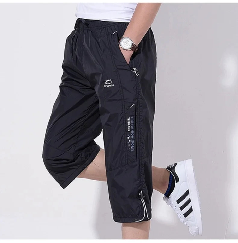 3/4 Length Men Big Size Surf Shorts Plus Beach Shorts Men Swimming Shorts Quick Drying Board Short Sports Pants with Inside Network Lining