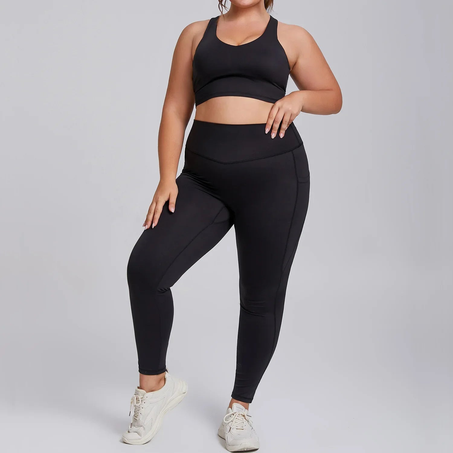 Yoga Set Women Plus Size Workout Outfit Curvy Women Sports Bra Gym Leggings Super Stretch Fitness Suit 3XL Women Activewear Sets