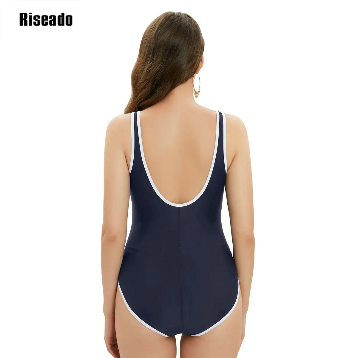 Women's Retro Scoop Neck Swimsuit One Piece Sport Swimming U Back Beach Wear Slimming Monokini Indoor-Pool