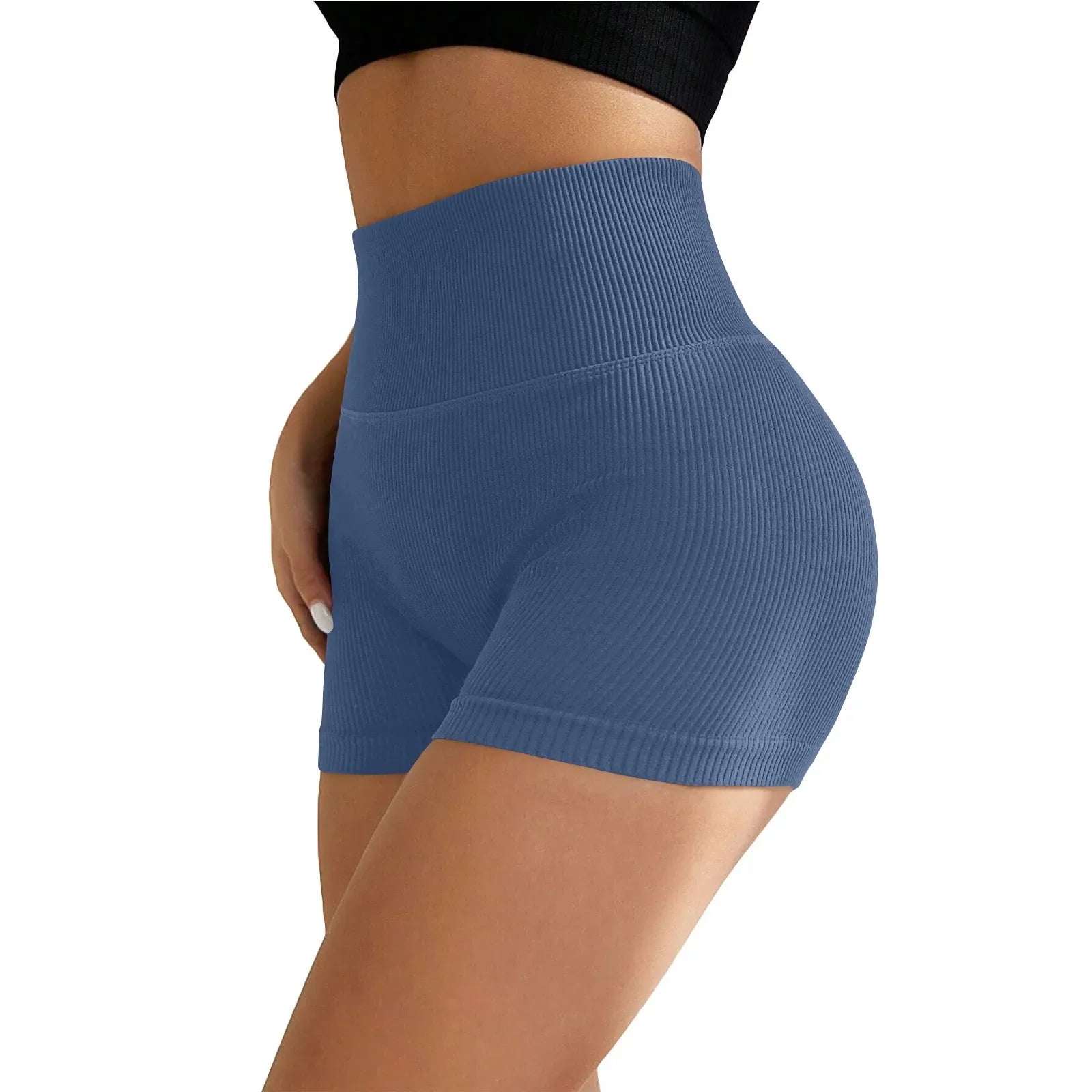 Women's High Waist Ribbed Seamless Yoga Shorts Squat Proof Hip Lifting Fitness Workout Running Sports Gym Leggings Sale