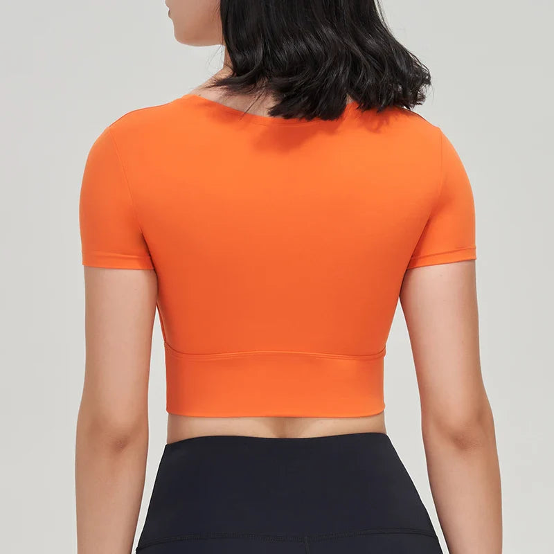 Nylon Gym Bra Top Women Yoga Sport Shirts Crop Top Tight Elastic Breathable Chest Pad Removable Women's Clothing 6 Colors