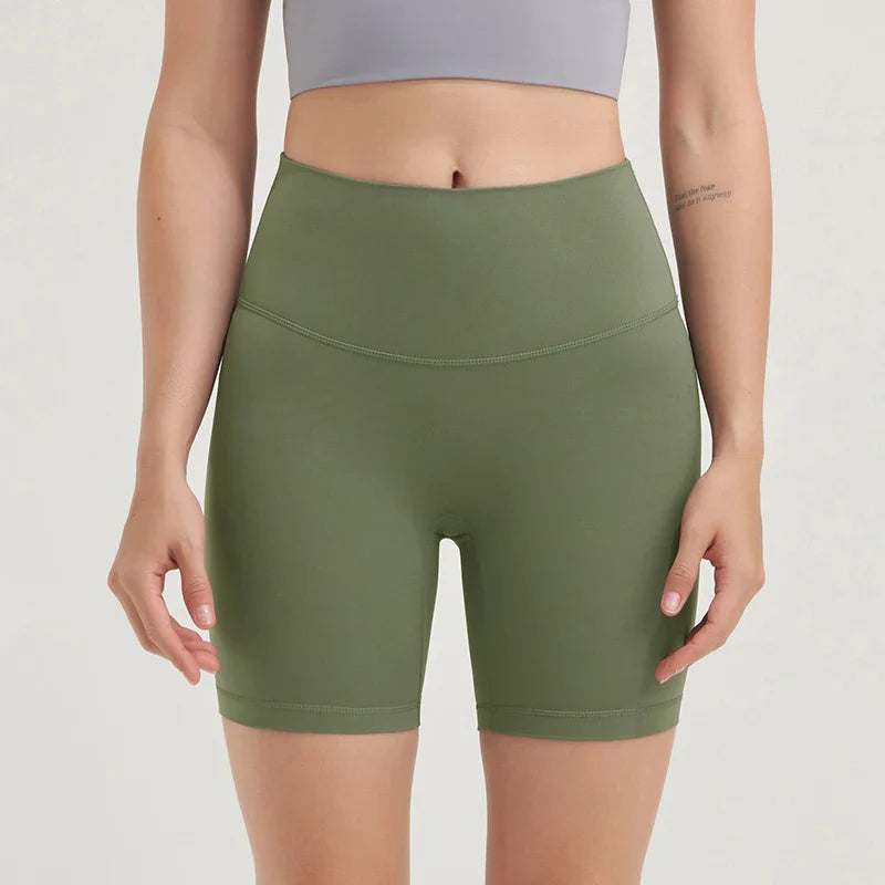 Nylon Women's Shorts Gym Yoga Shorts Leggings High Waist Elastic Tight Breathable No Awkward Lines Women's Cycling Shorts