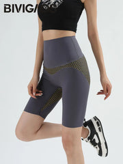 Cycling Shorts Women Honeycomb High Waist Tummy Control Butt Lifter Seamless Fitness Sports Biker Short Leggings
