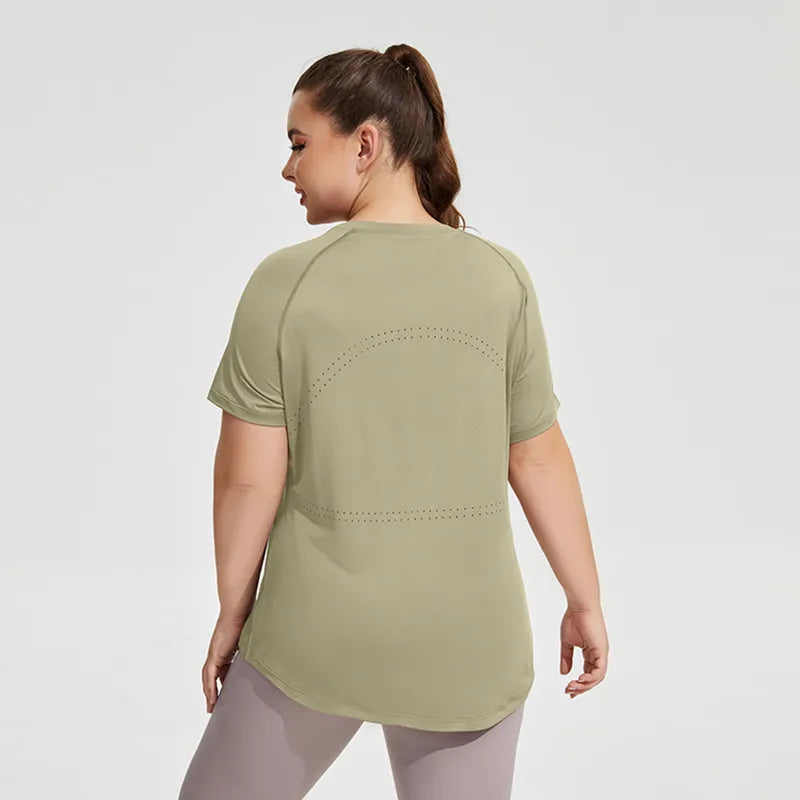 Plus Size Sportswear Woman Gym Yoga Clothes Women T-Shirt Short Sleeve Fitness Top Breathable Slim Butt Cover Running Shirt