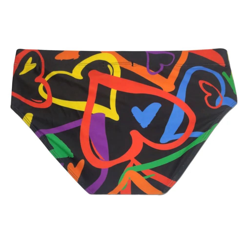 Colored Hearts Push Up Swimwear Men Swimming Briefs Sexy UXH Bikini Swimsuit Men Swim Wear Trunk Beach Surfing Bathing Suit